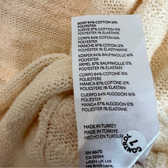 Pilcro Textured Stripe Short Sleeve Sweater Cream XXS Contemporary Neutral - Picture 5 of 5